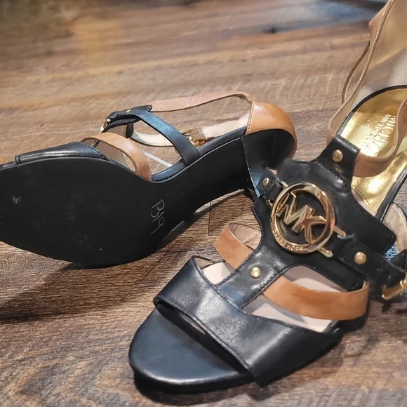 Michael Kors Black and Brown Heeled Sandals - Picture 7 of 8